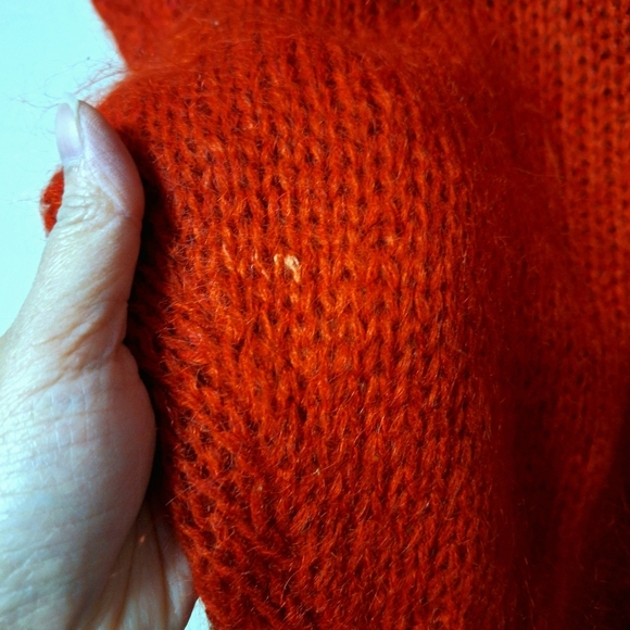 Vintage Cassidy Mohair Blend Cap Sleeve Oversize Crochet Knit Sweater Y2K Red - Picture 9 of 13